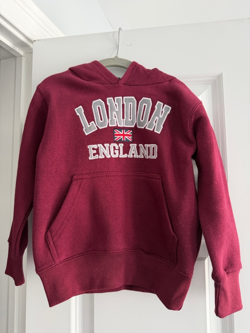Kid’s London England Hooded Sweatshirt - Burgundy